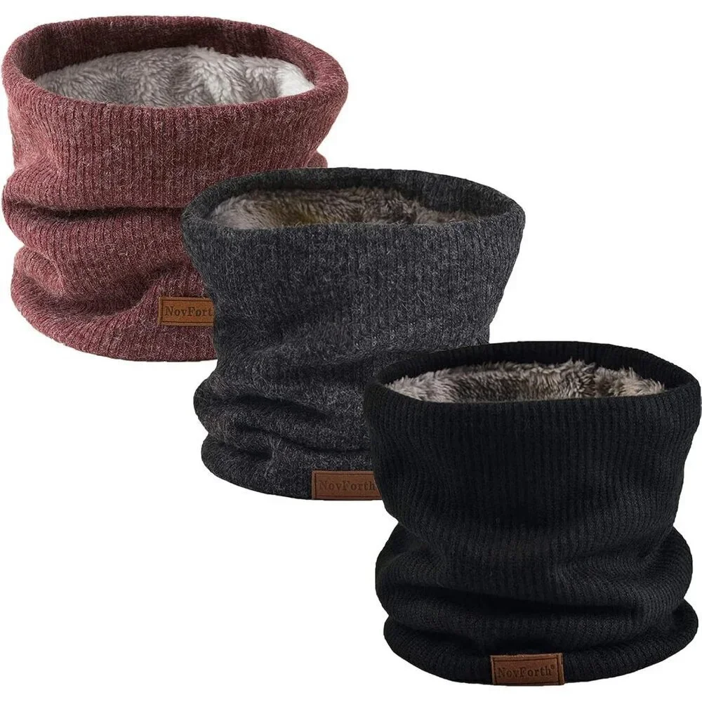 Men's Black Grey Red Winter Ski Neck Gaiter Face Scarf Fleece Windproof Scarves